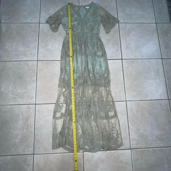 Altar’d State floral green sheer maxi dress Sz M - Picture 4 of 13
